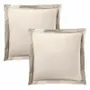 Bed linens - 100% Cotton Pillowcase Flat Ruffle Quilted 63 x 63 cm Sand - COTON PUR
