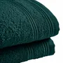 Bath towels - Set of 2 100% Cotton "Spa" Terry Guest Towels 30 x 50 cm Emerald - COTON PUR