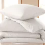 Linge de lit - Parure de couette 260x240cm + 2 taies d'oreiller 65X65cm nid d'abeille Neige - COTON PUR