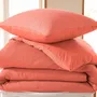 Linge de lit - Parure de couette 260x240cm + 2 taies d'oreiller 65X65cm nid d'abeille Blush - COTON PUR