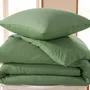 Linge de lit - Parure de couette 260x240cm + 2 taies d'oreiller 65X65cm nid d'abeille Olive - COTON PUR