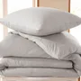 Linge de lit - Parure de couette 260x240cm + 2 taies d'oreiller 65X65cm nid d'abeille Perle - COTON PUR