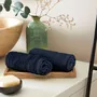 Bath towels - Set of 2 100% Cotton "Spa" Terry Guest Towels 30 x 50 cm Midnight Blue - COTON PUR