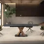 Dining Tables - Oval extending dining table with porcelain marble and walnut barrel - ANGEL CERDÁ