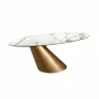 Dining Tables - Oval dining table with porcelain marble and bronze-coloured steel barr - ANGEL CERDÁ
