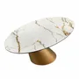 Dining Tables - Oval dining table with porcelain marble and bronze-coloured steel barr - ANGEL CERDÁ