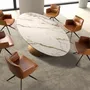 Dining Tables - Oval dining table with porcelain marble and bronze-coloured steel barr - ANGEL CERDÁ