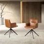 Chaises - Chaise pivotante en simili-cuir marron cognac - ANGEL CERDÁ