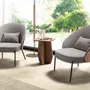 Armchairs - Armchair in grey and walnut fabric - ANGEL CERDÁ