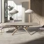 Dining Tables - Rectangular extending dining table in porcelain marble, metallic sand - ANGEL CERDÁ