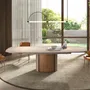 Dining Tables - Rectangular extending dining table in porcelain marble, metallic sand - ANGEL CERDÁ