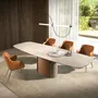 Dining Tables - Rectangular extending dining table in porcelain marble, metallic sand - ANGEL CERDÁ