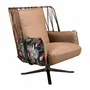 Fauteuils - Fauteuil pivotant en cuir et tissu marron imprimé - ANGEL CERDÁ