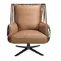 Fauteuils - Fauteuil pivotant en cuir et tissu marron imprimé - ANGEL CERDÁ