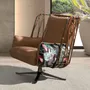 Fauteuils - Fauteuil pivotant en cuir et tissu marron imprimé - ANGEL CERDÁ