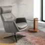 Armchairs - Reclining swivel armchair upholstered in grey leather and darkened steel - ANGEL CERDÁ
