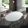Dining Tables - Round extendable dining table in porcelain marble and grey steel - ANGEL CERDÁ