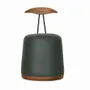 Chairs - Credu - Teakwood Pouffe cum Chair With Green Leatherette - ALANKARAM