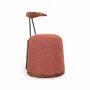 Chairs - Credu - Teakwood Pouffe cum Chair With Red Fabric - ALANKARAM