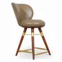 Chairs - Bhrami - Wooden High Chair with Golden PU - ALANKARAM