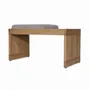 Benches - Bench Solidwood Seating with Grey Fabric - ALANKARAM