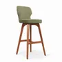 Chaises - Besili - Chaise haute/de bar en bois massif avec tissu vert bandicoot - ALANKARAM