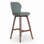Chairs - Besili - Teakwood High / Bar Chair with Light Green - ALANKARAM