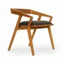 Chairs - Casilla - Teakwood Dining with Black Leatherette - ALANKARAM