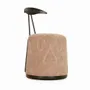 Chairs - Credu - Solidwood Pouffe cum Chair with Peach Fabric - ALANKARAM