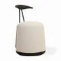 Chairs - Credu - Solidwood Pouffe Cum Chair with Off White Fabric - ALANKARAM