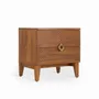 Night tables - Dritto Teakwood Bedside Unit with Brass Handles - ALANKARAM