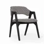 Chairs - Ikkita - Solidwood Dining Chair with Black Printed Fabric - ALANKARAM