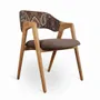 Chairs - Ikkita - Solidwood Dining Chair with Brown, Printed Fabric - ALANKARAM