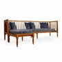 Benches - Iste Teakwood Bench with Blue Fabric - ALANKARAM