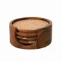 Glass - Kizak Round Shaped Teakwood Tea Coaster with Art Work - ALANKARAM