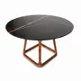 Dining Tables - Krug - Teakwood Dining Table with Black Stone Top - ALANKARAM