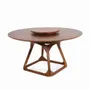 Dining Tables - Krug Teakwood Dining Table with Square Base - ALANKARAM