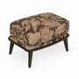 Poufs - Lega - Repose-pieds en bois massif avec tissu imprimé noir - ALANKARAM