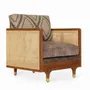 Sofas - Luk - Teakwood Brown Fabric Sofa - ALANKARAM