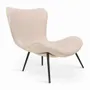 Chairs - Maru Metal Lounge Chair with Off White Fabric - ALANKARAM