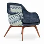 Chairs - Nefis - Teakwood Lounge Chair with Blue Velvet - ALANKARAM