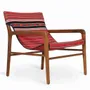 Chairs - Ostry - Lounge Chair with Red Printed Fabric - ALANKARAM
