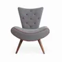 Chaises - Papaki - Fauteuil Lounge en Tissu Gris Coin - ALANKARAM