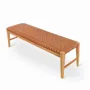 Bancs - Banc Paski en bois massif avec sangles en similicuir beige - ALANKARAM