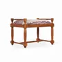 Benches - Penkki - Teakwood Bench with Off White Printed Fabric - ALANKARAM