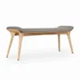 Benches - Phalaka Solidwood Bench with Grey Fabric - ALANKARAM