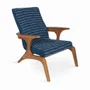 Chairs - Piko - Lounge Chair with Blue Fabric - ALANKARAM