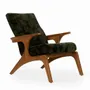 Chairs - Piko - Lounge Chair with Olive Green Fabric - ALANKARAM