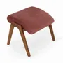 Footrests - Piko - Teakwood Footstool With Brown Fabric - ALANKARAM