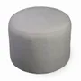 Ottomans - Pouffe - Round Ottoman with Grey Fabric - ALANKARAM